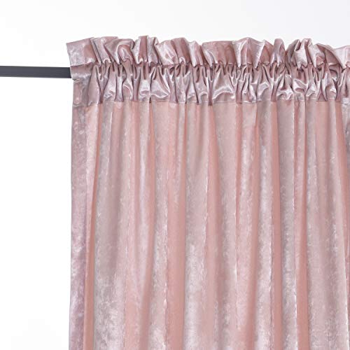 Roslynwood Velvet Curtain Panels Ballet Pink Room Darkening Window Super Soft Luxury Drapes for Bedroom Thermal Insulated Rod Pocket Curtain for Living Room (2 Panels, 52 by 96 Inch)