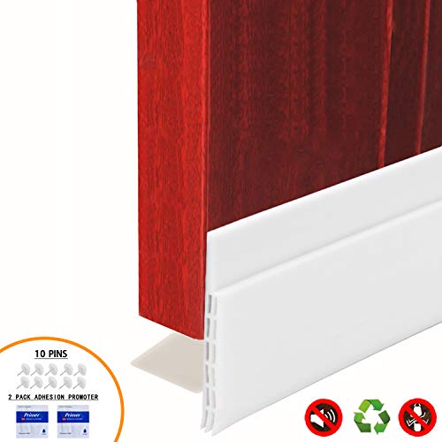 BAINING Door Draft Stopper Sweep, 3 Inches Widening Door Bottom Seal Strip Under Door Noise Blocker for Interior Doors Insulation and Soundproofing, 3" W x 39" L White (2019 New Upgrade)