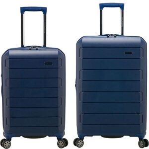 traveler's choice pagosa indestructible hardshell expandable spinner luggage, navy, 2 piece set