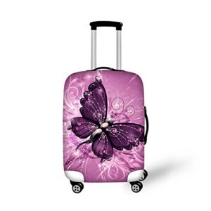 dremagia purple butterfly luggage cover anti-scratch baggage suitcase protector fits 26-29 inch luggage