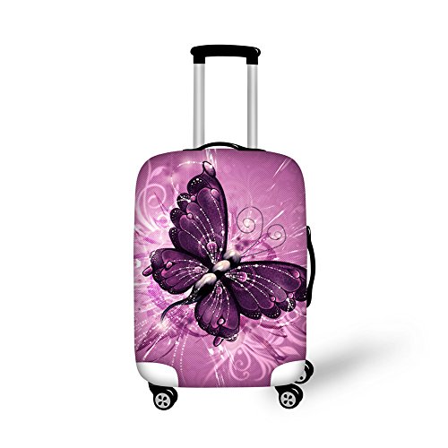 Dremagia Purple Butterfly Luggage Cover Anti-scratch Baggage Suitcase Protector Fits 26-29 Inch Luggage