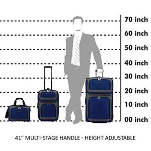 U.S. Traveler New Yorker Lightweight Softside Expandable Travel Rolling Luggage, Blue Dobby, 3-Piece Set (15/21/29)