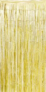 allgala 4pk metalic tinsel party photo backdrop curtains door fringe décor-gold matte-bd52403