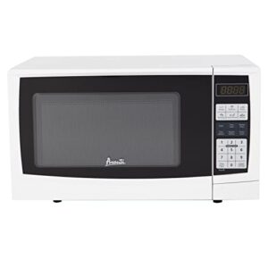 avanti mt9k0w microwave oven 900-watts compact with 6 pre cooking settings, speed defrost, electronic control panel and glass turntable, white