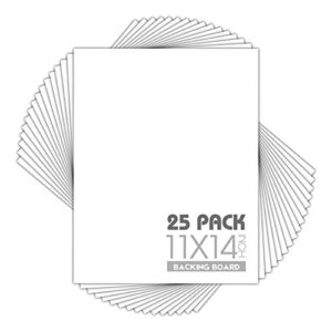 mat board center, pack of 25, 11x14 white backing boards - 4-ply thickness - for pictures, photos, framing support - great for diy projects, art, prints