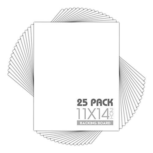 Mat Board Center, Pack of 25, 11x14 White Backing Boards - 4-ply Thickness - for Pictures, Photos, Framing Support - Great for DIY Projects, Art, Prints