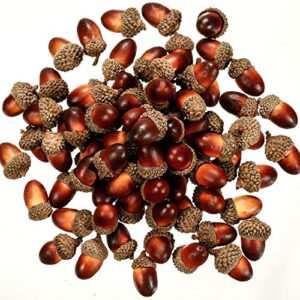 120 Pieces Artificial Acorns and Pine Cones, Lifelike Simulation Small Acorn with Acorn Cap Hanging Ornaments Acorn Decorations for Crafting, Wedding, Autumn, Thanksgiving, Christmas Decor