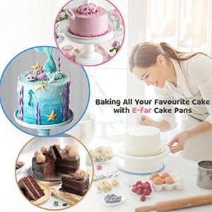 E-far 8 Inch Cake Pan Set of 3, Stainless Steel Round Layer Cake Baking Pans, Non-Toxic & Healthy, Mirror Finish & Dishwasher Safe