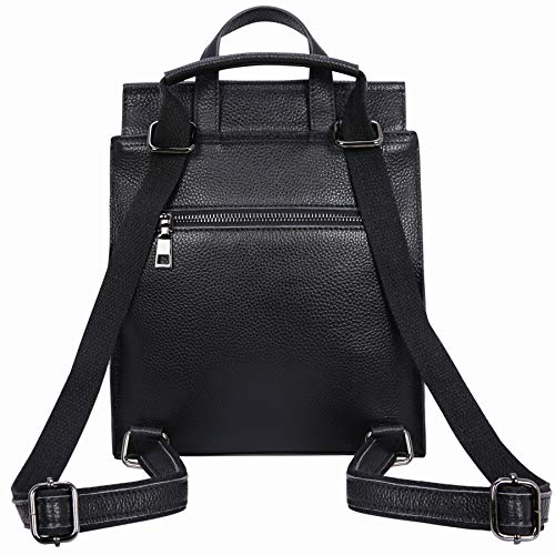 HESHE Leather Backpack for Women Fashion Anti-Theft Back Pack Purses Travel Bag Casual Daypack Small Backpacks Shoulder Bag (Black)