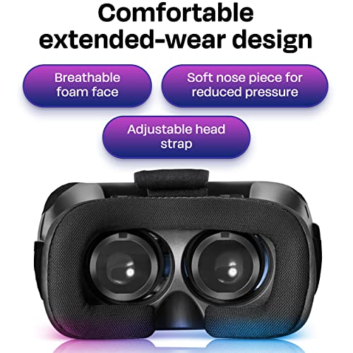 Bnext VR Headset Compatible with iPhone & Android - VR Headsets - Universal Virtual Reality Goggles for Kids&Adults - Your Best Mobile Games 360 Movies w/Soft & Comfortable New 3D VR Glasses (Silver)