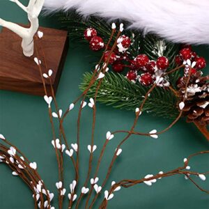 WILLBOND 64 Feet 30 Packs Ply Pip Berry Garland for Christmas Winter Indoor Outdoor Decor Head Wreaths Wedding Crowns (White)