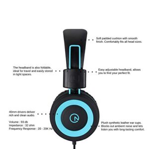 noot products Kids Headphones K11 Foldable Stereo Tangle-Free 5ft Long Cord 3.5mm Jack Plug in Wired On-Ear Headset for iPad/Amazon Kindle,Fire/Boys/Girls/School/Laptop/Travel/Plane/Tablet (Black)