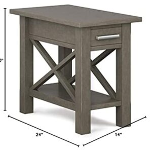 SIMPLIHOME Kitchener SOLID WOOD 14 inch wide Rectangle Contemporary Narrow Side Table End Table in Farmhouse Grey with Storage, 1 Drawer and 1 Shelf