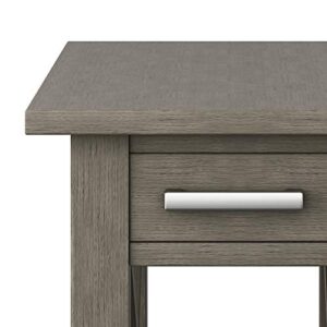 SIMPLIHOME Kitchener SOLID WOOD 14 inch wide Rectangle Contemporary Narrow Side Table End Table in Farmhouse Grey with Storage, 1 Drawer and 1 Shelf