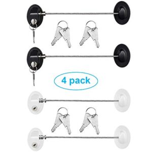 hotop 4 pack refrigerator lock cabinet locks with keys adhesive freezer door fridge drawer lock for child safety and privacy, no drilling (white and black)