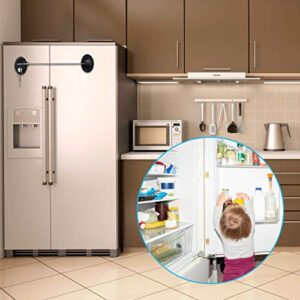 Hotop 4 Pack Refrigerator Lock Cabinet Locks with Keys Adhesive Freezer Door Fridge Drawer Lock for Child Safety and Privacy, No Drilling (White and Black)