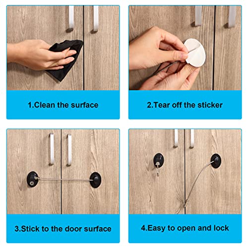 Hotop 4 Pack Refrigerator Lock Cabinet Locks with Keys Adhesive Freezer Door Fridge Drawer Lock for Child Safety and Privacy, No Drilling (White and Black)