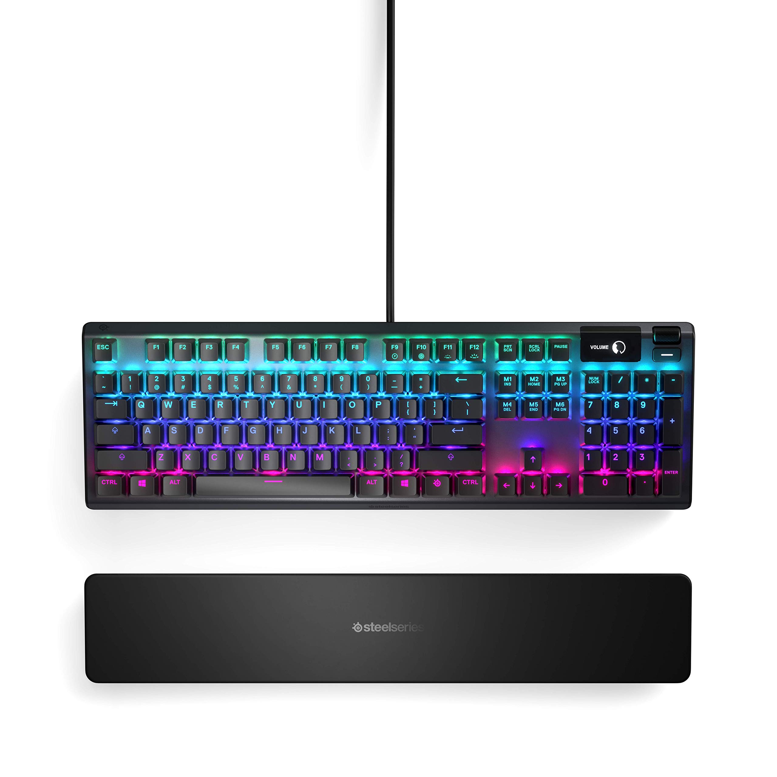 SteelSeries USB Apex 5 Hybrid Mechanical Gaming Keyboard – Per-Key RGB Illumination – Aircraft Grade Aluminum Alloy Frame – OLED Smart Display (Hybrid Blue Switch)