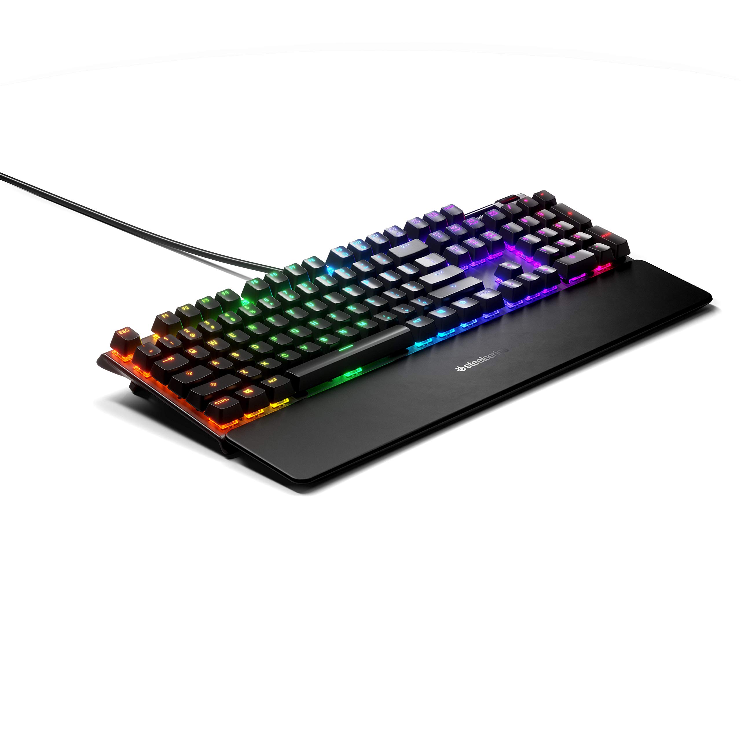 SteelSeries USB Apex 5 Hybrid Mechanical Gaming Keyboard – Per-Key RGB Illumination – Aircraft Grade Aluminum Alloy Frame – OLED Smart Display (Hybrid Blue Switch)