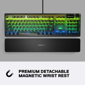 SteelSeries USB Apex 5 Hybrid Mechanical Gaming Keyboard – Per-Key RGB Illumination – Aircraft Grade Aluminum Alloy Frame – OLED Smart Display (Hybrid Blue Switch)