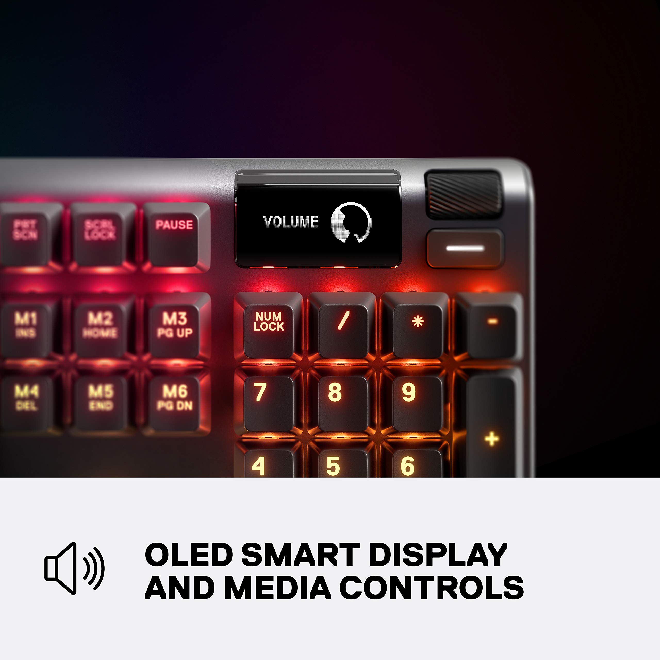 SteelSeries USB Apex 5 Hybrid Mechanical Gaming Keyboard – Per-Key RGB Illumination – Aircraft Grade Aluminum Alloy Frame – OLED Smart Display (Hybrid Blue Switch)