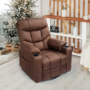 esright coffee fabric massage recliner chair 360 degrees swivel heated ergonomic lounge chair