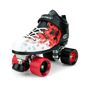 riedell skates - dart pixel - quad roller speed skate | black & red | size 11