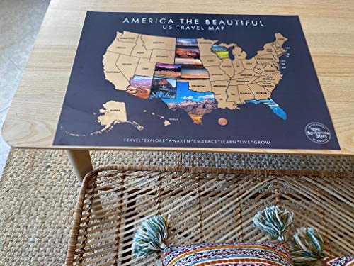 America The Beautiful USA Scratch Off Map- Interactive Travel Scratch Off Poster Reveals Beautiful Nature Photography of Each 50 States - Travel Poster - Great Gift for Adventurers (grey)