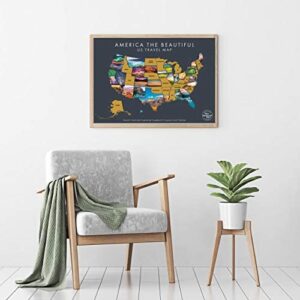 America The Beautiful USA Scratch Off Map- Interactive Travel Scratch Off Poster Reveals Beautiful Nature Photography of Each 50 States - Travel Poster - Great Gift for Adventurers (grey)