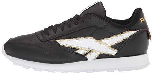 Reebok unisex-adult Classic Leather,Black/White/Gold Met.,11.5 M US