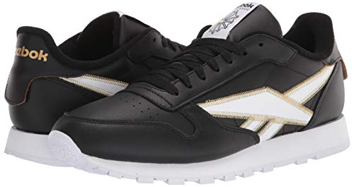 Reebok unisex-adult Classic Leather,Black/White/Gold Met.,11.5 M US