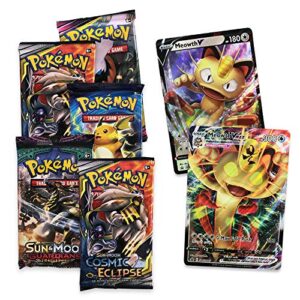 Pokemon TCG: Meowth V Teaser Box | 5 Booster Packs | 2 Foil Promo Cards | 1 Oversize Foil Card | Genuine Cards