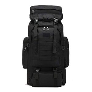 80l outdoor hiking backpack, large capacity waterproof assault pack tactical bag molle military rucksack (black)