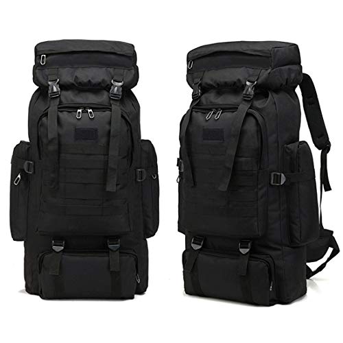 80L Outdoor Hiking Backpack, Large Capacity Waterproof Assault Pack Tactical Bag Molle Military Rucksack (Black)