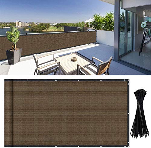 DearHouse Balcony Privacy Screen Shield Cover, 3.5ft x16.5ft, Includes 35 pc Cable Ties for Porch Deck Outdoor Backyard Patio