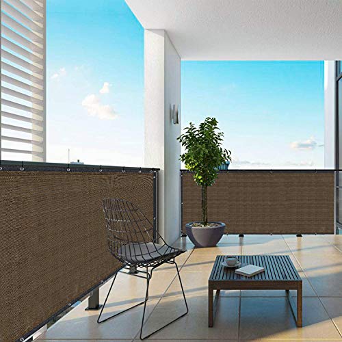 DearHouse Balcony Privacy Screen Shield Cover, 3.5ft x16.5ft, Includes 35 pc Cable Ties for Porch Deck Outdoor Backyard Patio