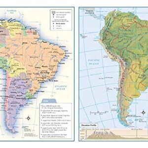 South America Political & Physical Continent Map - 17" x 10.75" Paper