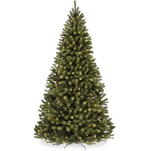 best choice products 4.5ft pre-lit spruce artificial holiday christmas tree for home, office, party decoration w/ 200 incandescent lights, 763 branch tips, easy assembly, metal hinges & foldable base