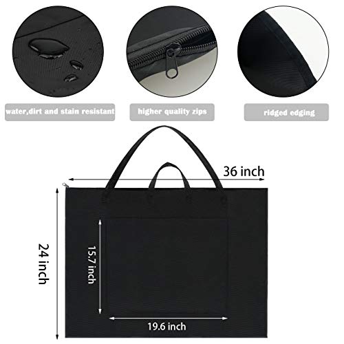 BUSOHA Large Art Portfolio Tote Bag with Nylon Shoulder,24"X 36" Light Weight Waterproof Poster Board Storage,Portfolio Folder for Artwork Poster, Sketching,Student Art Portfolio,Drawing (BLACK)