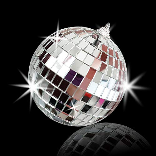 ArtCreativity 4 Inch Mirror Disco Ball - Silver Disco Ball with Hanging String for Parties, Birthdays, and Weddings - 90’s Disco Party Decorations and Supplies, Ceiling Décor Disco Accessories