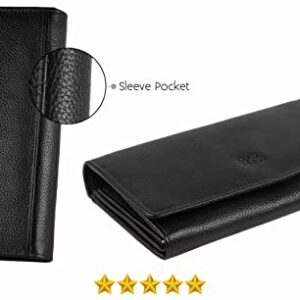 Mou Meraki Women RFID Blocking Genuine Leather Bifold Wallet-Clutch For Women-Shield Against Identity Theft (PEBBLES BLACK)