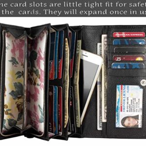 Mou Meraki Women RFID Blocking Genuine Leather Bifold Wallet-Clutch For Women-Shield Against Identity Theft (PEBBLES BLACK)