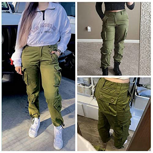 Women's Cotton Casual Military Army Cargo Combat Work Pants with 8 Pocket Army Green US 14