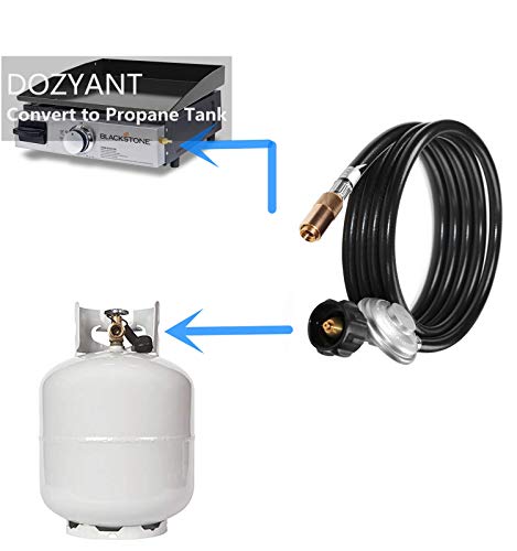 DOZYANT 12 Feet Propane Regulator and Hose for Blackstone 17inch and 22inch Table Top Griddle, Replacement Parts Connect to Large Propane Tank