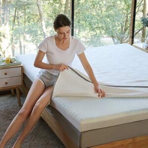 Novilla 4 Inch King Size Mattress Topper, Medium Firm Memory Foam Mattress Topper King, Gel & Bamboo Charcoal Infused for Motion Isolation & Pressure Relieving, with Breathable Bamboo Cover, King Size