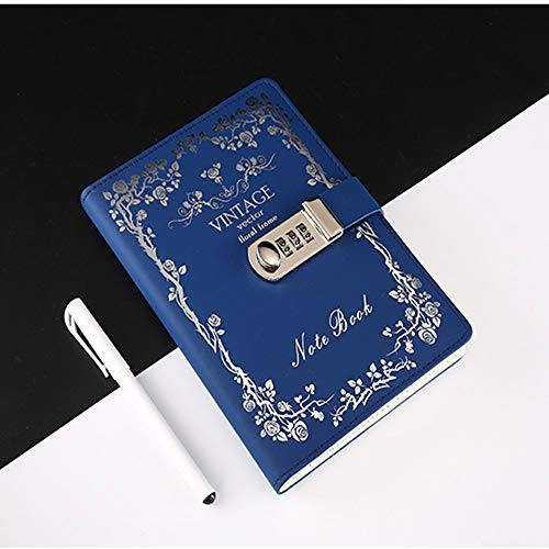 Locking Journal Diary with lock,Password Notebook Vintage Journal with Lock diary A5 Planner organizer for Personal Diary (Dark Blue)