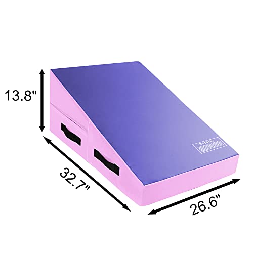 Polar Aurora Incline Gymnastics Mat Wedge 33'' Non-Folding Gymnastics Gym Fitness Skill Shape Tumbling Mat for Kids Play Home Exercise Aerobics (Pink/Purple)