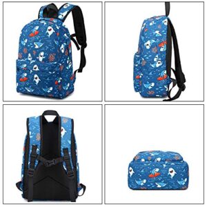 CAMTOP Backpack for Kids, Boys Preschool Backpack with Lunch Box Toddler Kindergarten Shark School Bookbag Set (Y028-2 Shark-Navy Blue)