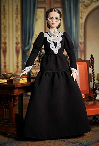 Barbie Inspiring Women Series Susan B. Anthony Collectible Doll, Approx. 12-in, Wearing Black Dress and Cameo Brooch, with Doll Stand and Certificate of Authenticity