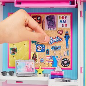 Barbie Dream Closet with Blonde Doll & 25+ Pieces, Toy Closet Expands to 2+ ft Wide & Features 10+ Storage Areas, Full-Length Mirror, Customizable Desk Space and Rotating Clothes Rack